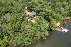 Aerial Overhead View of home.150 ft of waterfrontage.